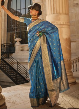 Opulent Blue Silk Designer Saree
