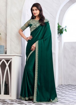 Opulent Border Silk Green Saree