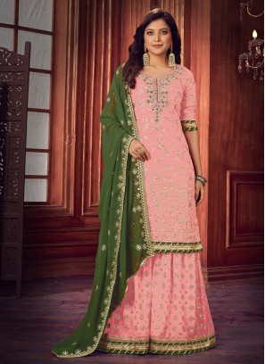 Opulent Embroidered Pink Trendy Designer Salwar Suit 