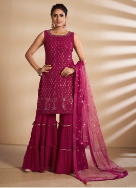 Opulent Red Thread Designer Palazzo Salwar Suit