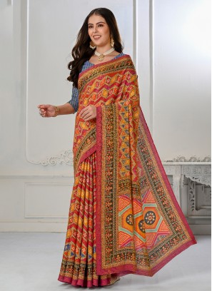 Opulent Silk Digital Print Multi Colour Classic Saree