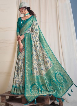 Opulent Silk Multi Colour Digital Print Classic Saree