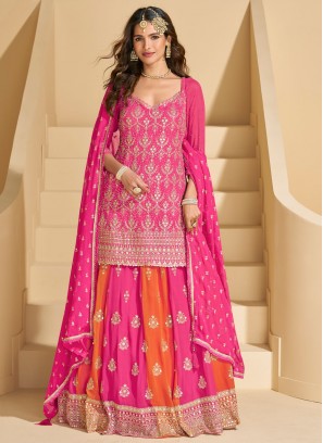 Orange and Rani Color Readymade Lehenga Choli