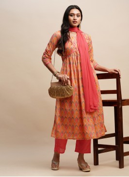 Orange Ceremonial Cotton Salwar Suit