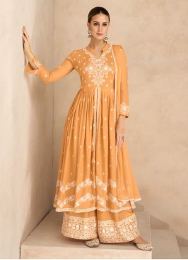 Orange Ceremonial Palazzo Salwar Kameez