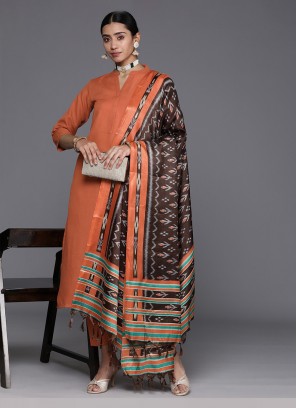 Orange Chanderi Cotton Ceremonial Readymade Salwar Kameez