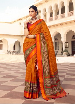 Orange Color Brasso Classic Saree