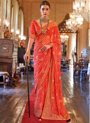 Orange Color Contemporary Saree