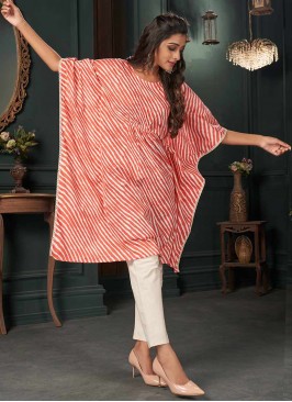 Orange Color Cotton Casual Wear Kaftan