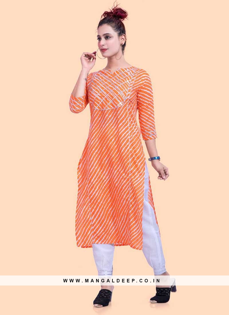 Buy Orange Zari Topstitched Placket Kurta With Straight Pants Co-ord Set  Online - W for Woman