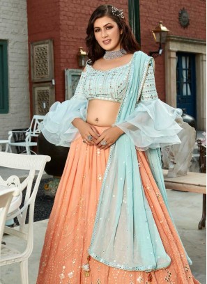 Orange Color Lehenga With Designer Choli