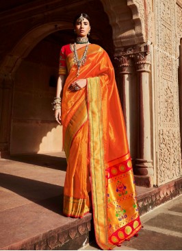 Orange Color New Design Silk Saree