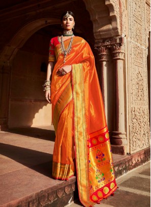 Orange Color New Design Silk Saree