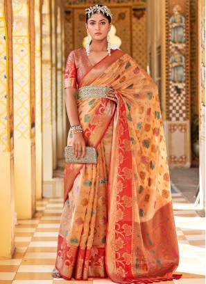 Orange Color Saree