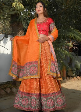 Orange Color Silk Fancy Lehenga