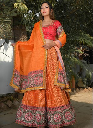 Orange Color Silk Fancy Lehenga