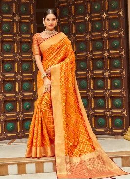 Orange Color Silk Latest Saree