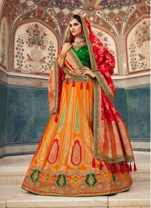 Orange Color Silk Lehenga Choli