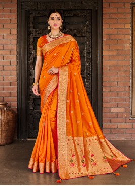 Orange Color Silk New Saree