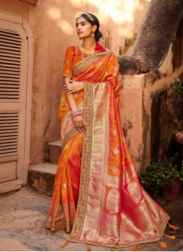 Orange Color Silk Saree For Wedding
