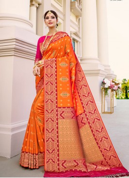 Orange Color Silk Saree In Surat