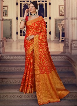 Orange Color Trendy Saree