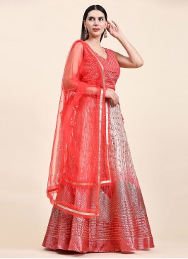 Orange Organza Reception Lehenga Choli