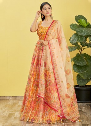 Orange Organza Wedding Trendy Lehenga Choli