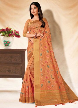 Orange Party Trendy Saree