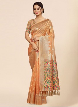 Orange Sangeet Contemporary Saree