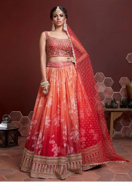 Orange Silk Designer Lehenga Choli