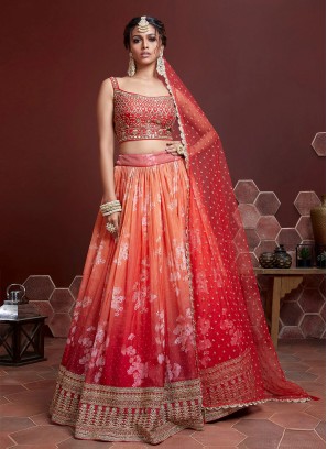 Orange Silk Designer Lehenga Choli