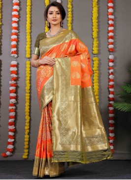 Orange Weaving Saree