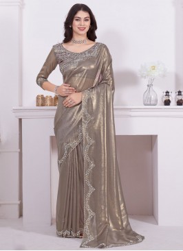 Organza Beige Trendy Saree