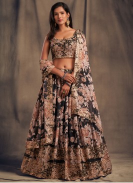 Organza Black Lehenga Choli