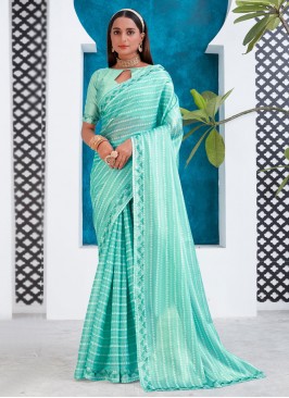 Organza Contemporary Saree in Sea Green