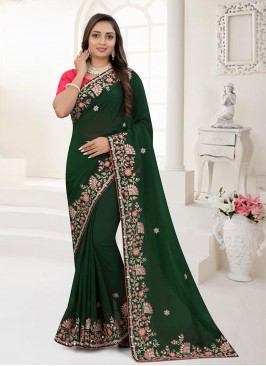 Organza Cord Green Traditional Saree