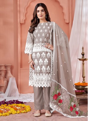 Organza Designer Salwar Kameez in Grey