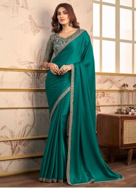 Organza Embroidered Green Classic Saree