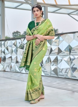 Organza Green Traditional Saree