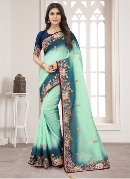 Organza Green Trendy Saree