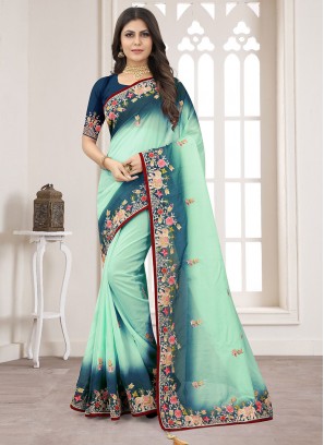 Organza Green Trendy Saree