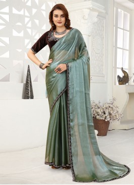 Organza Lace Green Trendy Saree