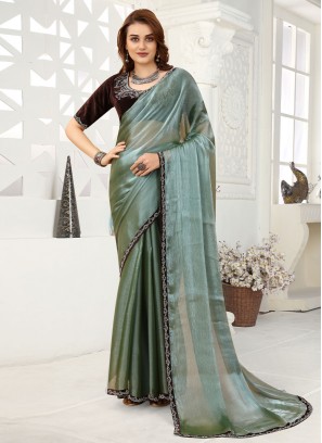 Organza Lace Green Trendy Saree