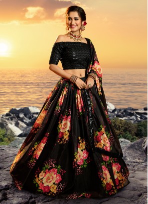 Organza Lehenga Choli in Black