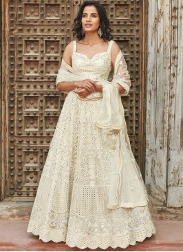 Organza Lehenga Choli in Off White