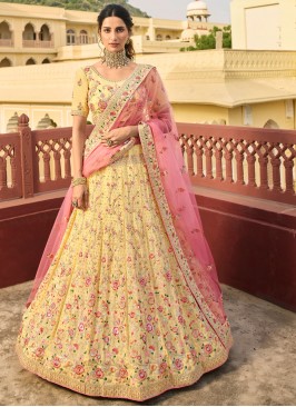 Organza Lehenga Choli in Yellow