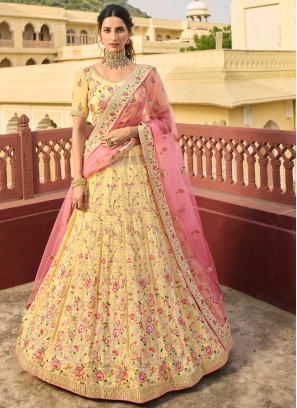 Organza Lehenga Choli in Yellow