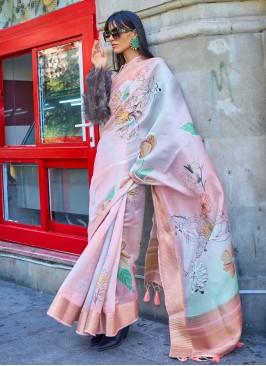 Organza Multi Colour Weaving Trendy Saree