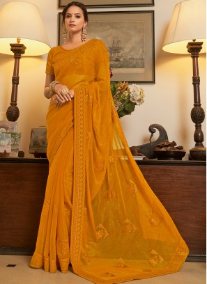 Organza Mustard Swarovski Saree